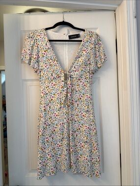 MINKPINK White Floral Tie-Front Mini Dress